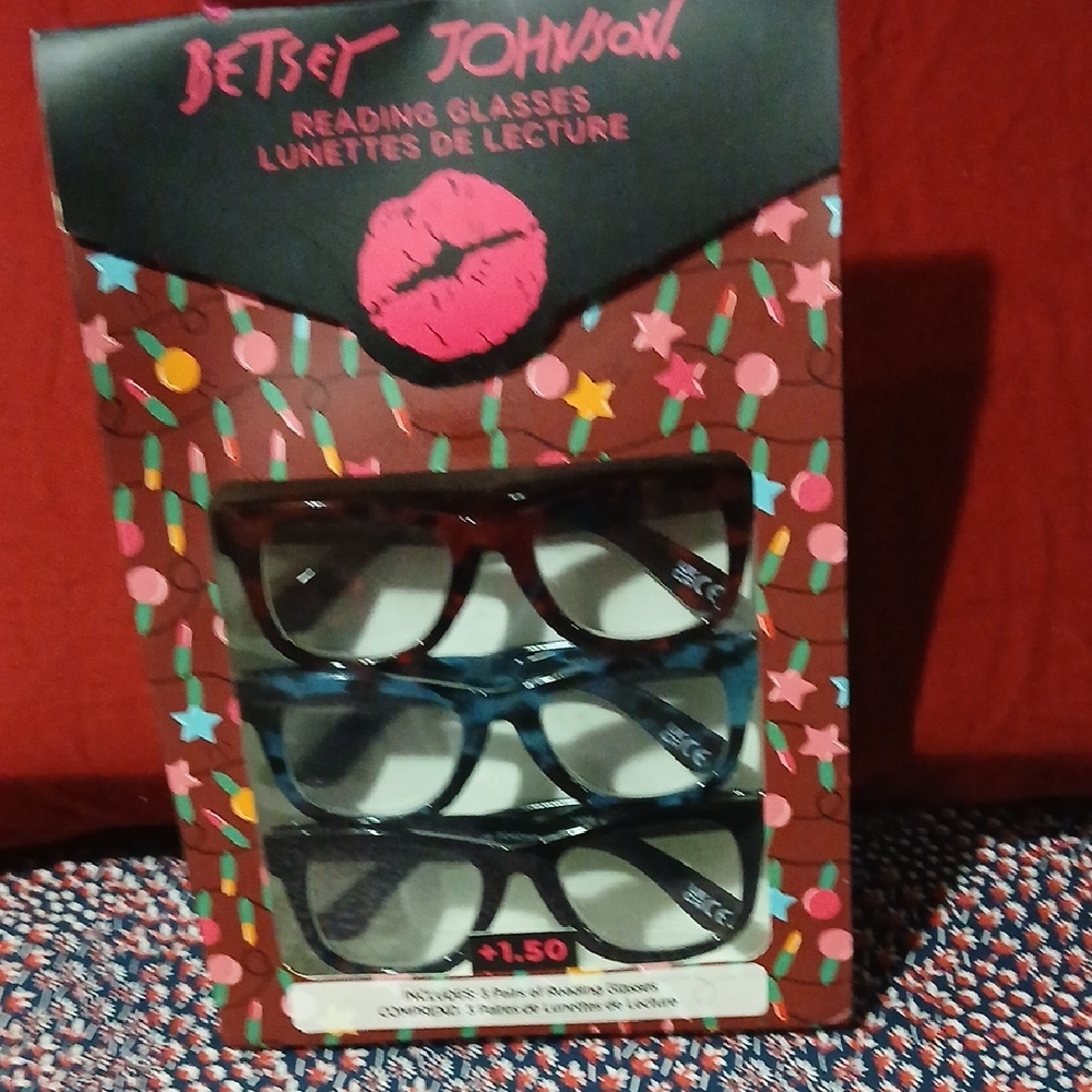Betsey Johnson Colorful Reading Glasses Trio +150